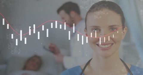 Smiling Nurse with Chart Overlay Represents Modern Healthcare