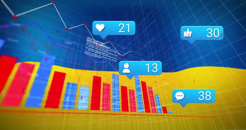 Digital Data Trends on Ukraine Flag Background