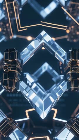 Spinning Crystal Prism on Illuminated Platform with Futuristic Wiring | Vertical Tech Video