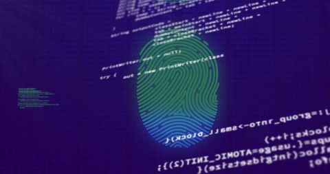 fingerprint hologram overlapping computer code - Download Free Stock Images Pikwizard.com