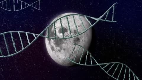 DNA Strands Surrounding Moon Highlighting Crater Details