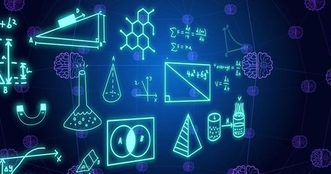 Digital Interface with Mathematical Formulas and Brain Projections - Download Free Stock Images Pikwizard.com