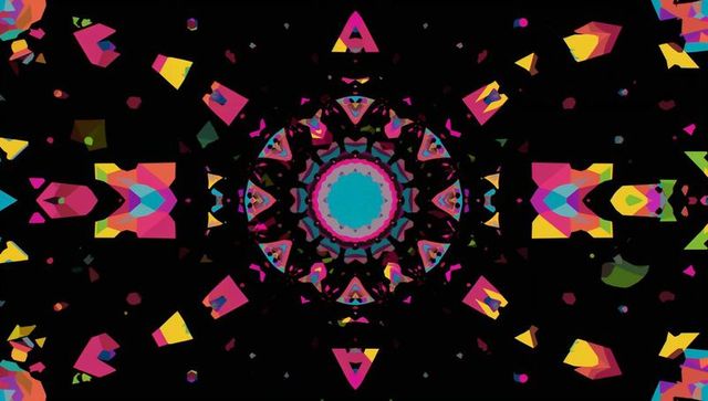 Vibrant futuristic mandala with neon geometric patterns