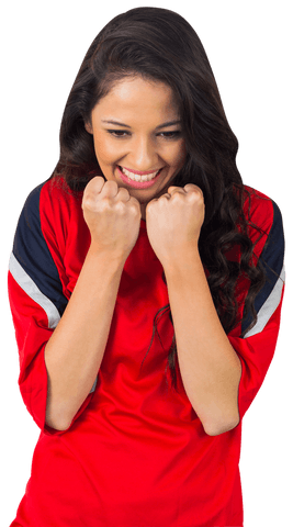Cheerful Football Fan in Transparent Enthusiastic Pose