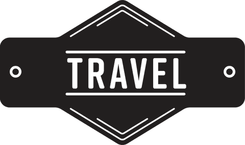 Travel badge with text on transparent background