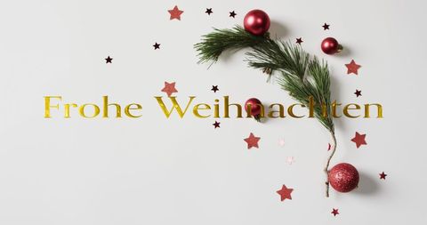 Festive Christmas Arrangement with German Holiday Greeting