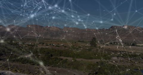 Digital Network Connections over Mountainous Landscape