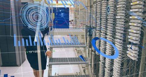 Engineer Monitoring Data Using Advanced Digital Interface in Server Room - Download Free Stock Images Pikwizard.com