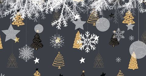 Elegant Festive Background with Snowflakes and Christmas Trees