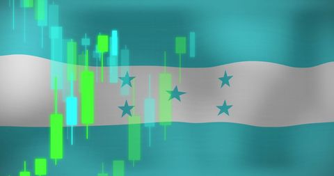 Digital data processing over honduran flag background