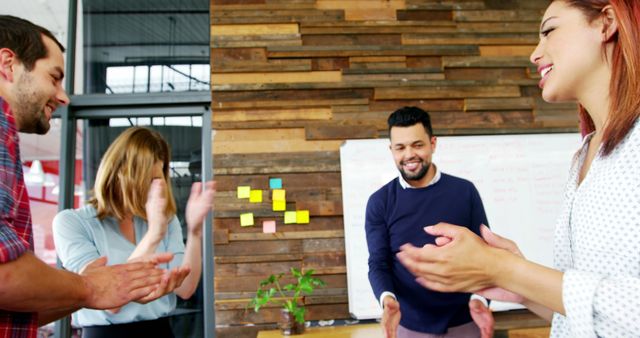 Diverse Team Clapping and Smiling in Creative Office - Download Free Stock Images Pikwizard.com