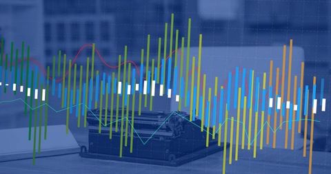 Vintage adding machine with financial data overlay on desk