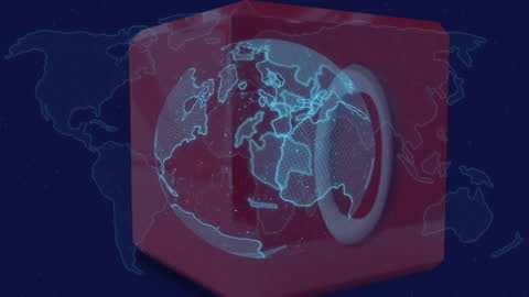 Digital World Map with Network Connections in Box Effect