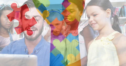 Diverse Children Interacting with Technology Puzzled Experience