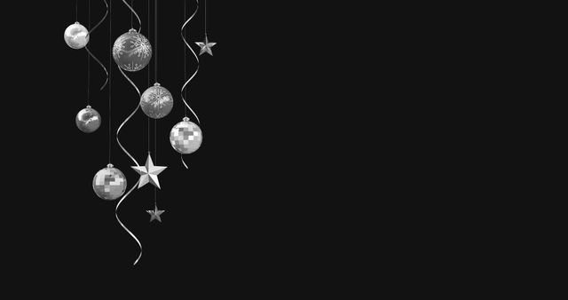 Christmas Baubles and Stars on Black Background - Download Free Stock Images Pikwizard.com