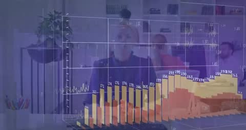 Business Team Collaborating With Interactive Data Visualization