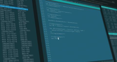 Code Programming on Multi-screen Data Process Setup - Download Free Stock Images Pikwizard.com
