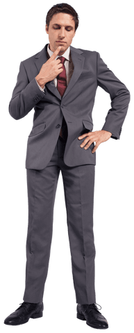 Thoughtful Businessman on Transparent Background for Virtual Interface