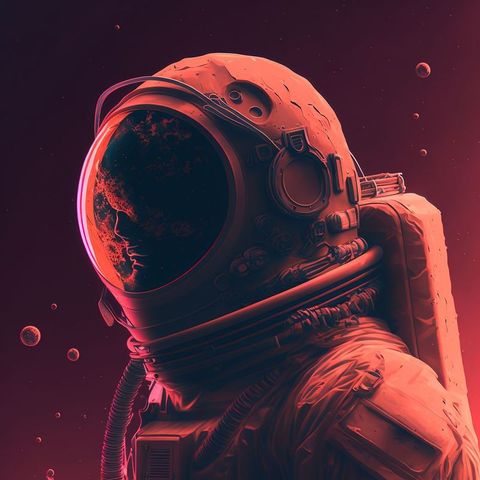 Astronaut Exploring Outer Space with Cosmic View