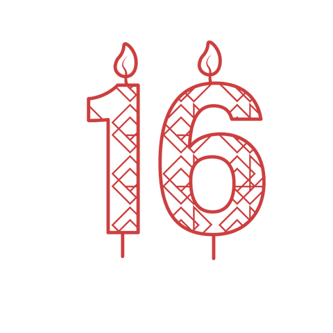 transparent red number 16 birthday candle with pattern design - Download Free Stock Videos Pikwizard.com