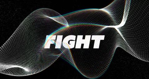 Fight Text Banner Against Digital Wave Background