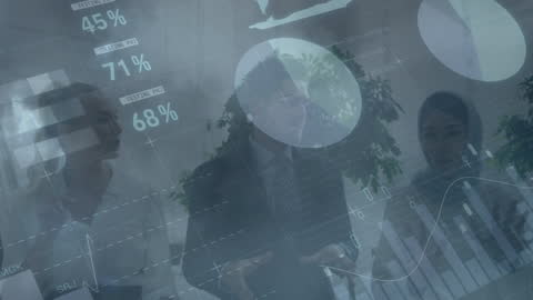 Diverse Business Team Analyzing Financial Data Projections Successful Strategy