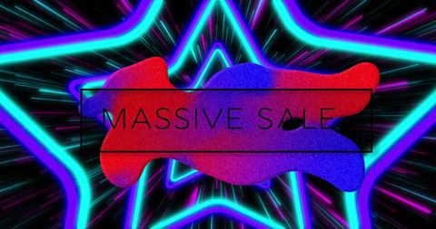 Neon Stars Highlight Massive Sale Announcement - Download Free Stock Images Pikwizard.com