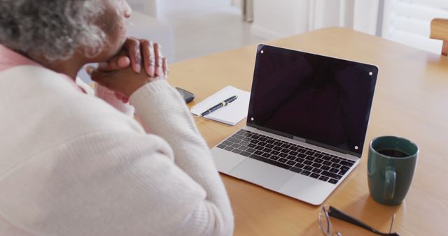 Senior Woman Using Laptop at Home Office Table - Download Free Stock Images Pikwizard.com