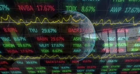 Digital Data Stats Overlaying Globe Representing Global Connectivity