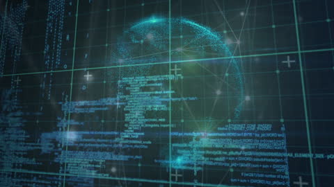 Digital Globe With Abstract Data Streams and Code