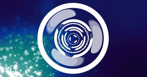 Futuristic Circular Patterns with Glowing Particles in Blue Space