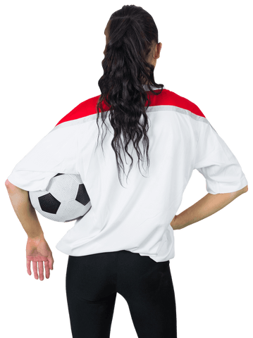 sporty woman in transparent jersey holding soccer ball - Download Free Stock Videos Pikwizard.com