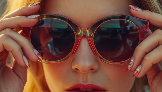 Fashionable Woman Wearing Stylish Round Sunglasses Inside Car