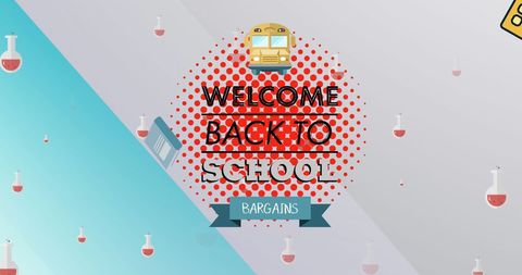 Welcome back to school promotion with school supply graphics