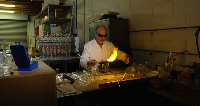 Scientist conducting experimental laboratory work with flame - Download Free Stock Images Pikwizard.com