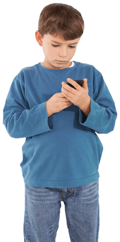 Caucasian Boy Using Smartphone on Transparent Background - Download Free Stock Videos Pikwizard.com