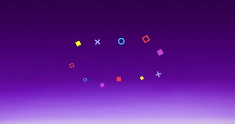 Abstract shapes on gradient purple background illustration