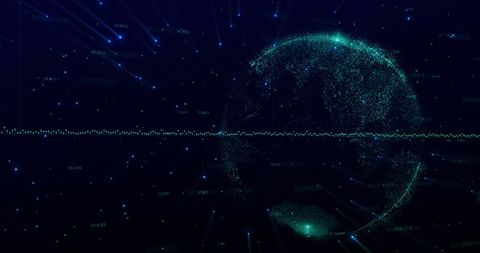Global Digital Network with Rotating Glowing Earth - Download Free Stock Images Pikwizard.com