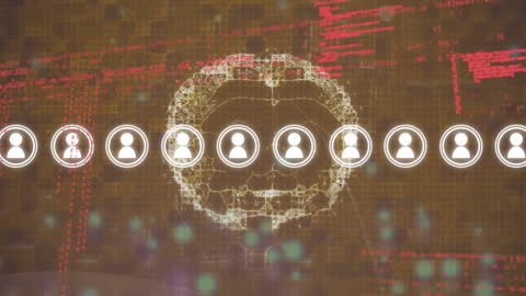 Digital Data Security Animation with Icon Network