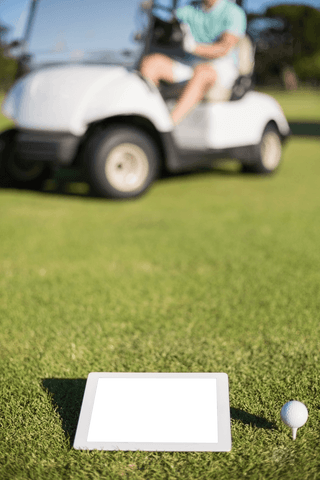 transparent digital tablet and golf cart on green lawn - Download Free Stock Videos Pikwizard.com