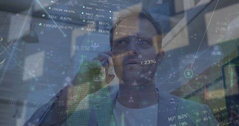 Businessman Discussing Financial Data on Smartphone