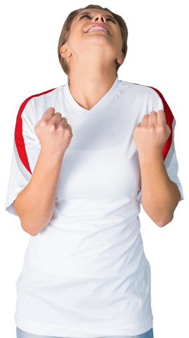 Joyful Football Fan Cheering with Transparent Background