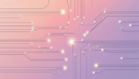 Futuristic digital network on pastel gradient