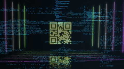 Digital QR Code with Data Processing Overlay