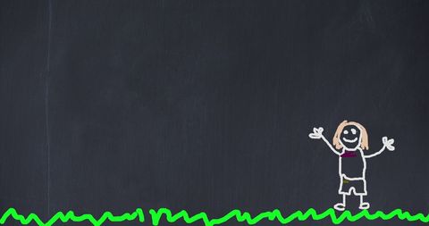Playful Chalk Family with Huggable Pet on Blackboard - Download Free Stock Images Pikwizard.com