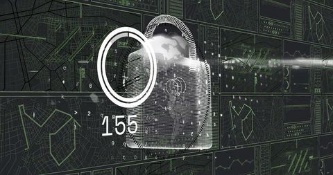futuristic digital padlock icon on cybersecurity dashboard - Download Free Stock Images Pikwizard.com