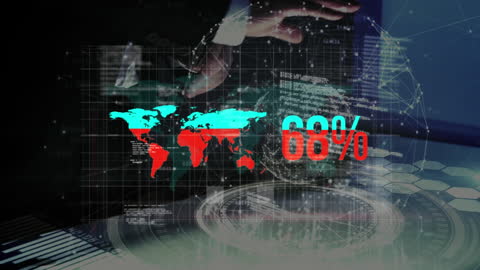 Global Cybersecurity Data Visualization with Infographics and Network Overlay