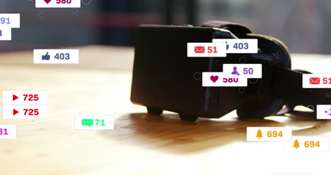 Virtual Reality Headset with Social Media Interactions Around