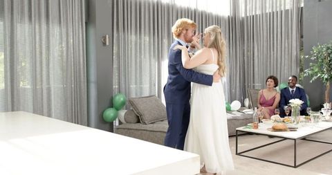 Bride and Groom First Dance at Home Wedding Reception
