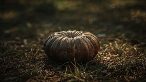 Rustic Gourd in Woodland Clearing During Fall